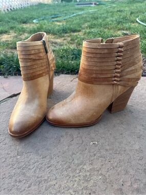 Isola Tan Layered-Suede Ankle Booties